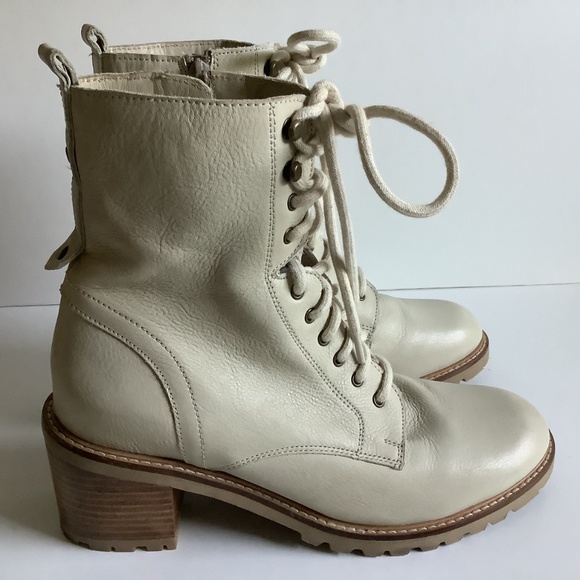 Seychelles Shoes - Seychelles Irresistible Cream Leather Lace Up Combat Boots Size 9,5 NWOT